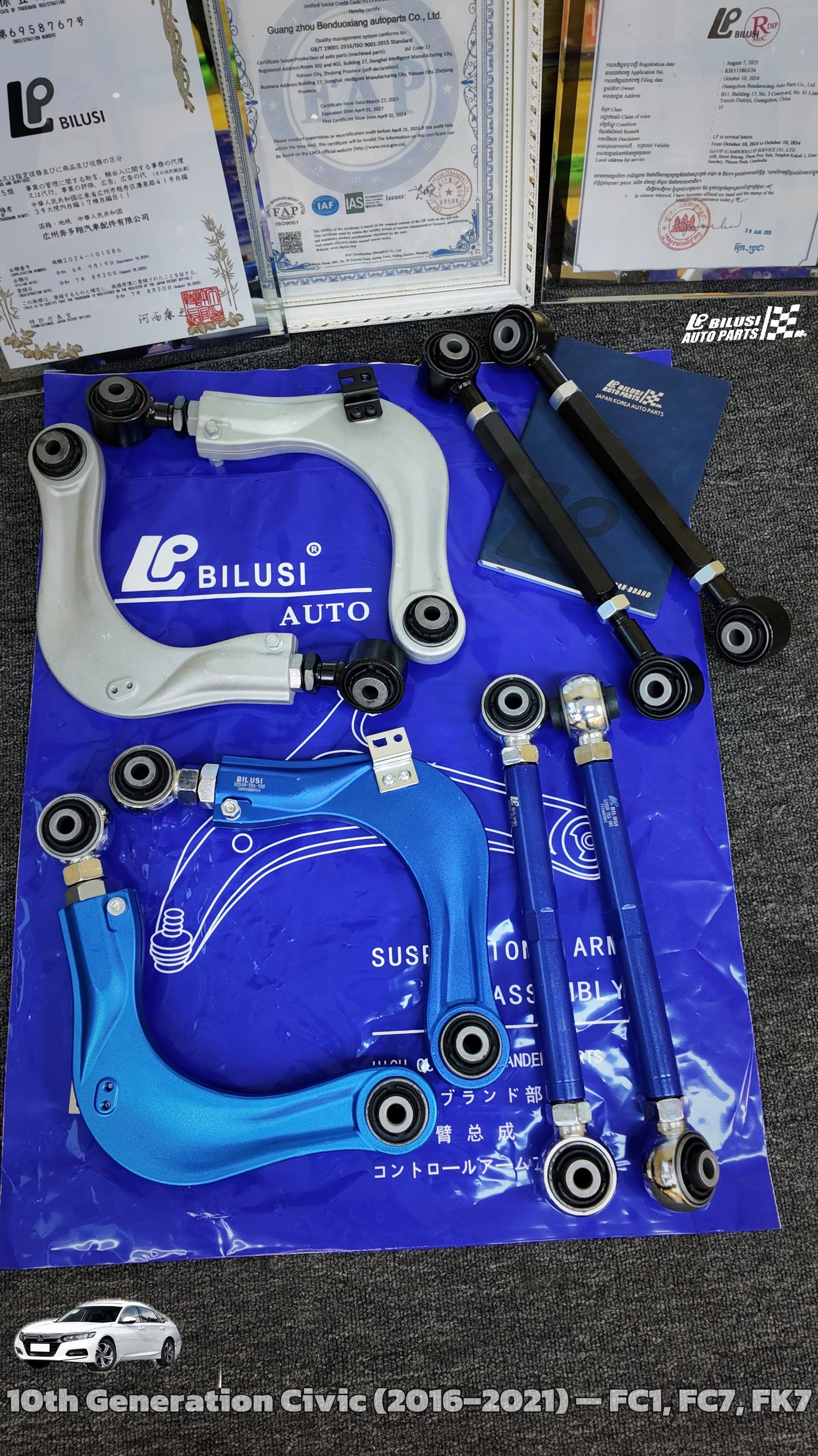 Rear Control Arm (Adjustable) — RH, Blue (Modified)  Rear Control Arm (Adjustable) — LH   Rear Control Arm (Adjustable) — (Modified   Rear Upper Control Arm (Adjustable) — RH, Silver