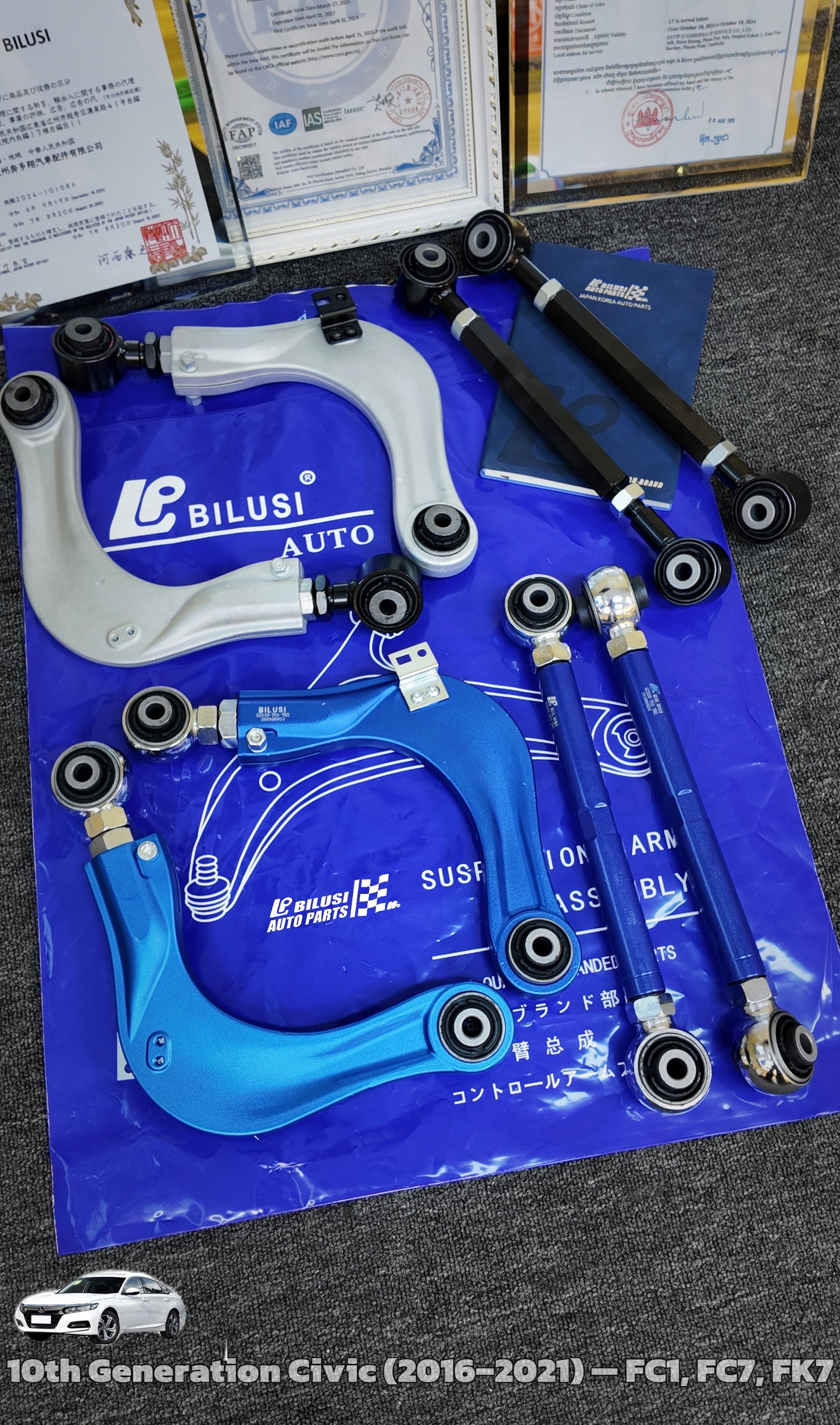 Rear Control Arm (Adjustable) — RH, Blue (Modified)  Rear Control Arm (Adjustable) — LH   Rear Control Arm (Adjustable) — (Modified   Rear Upper Control Arm (Adjustable) — RH, Silver