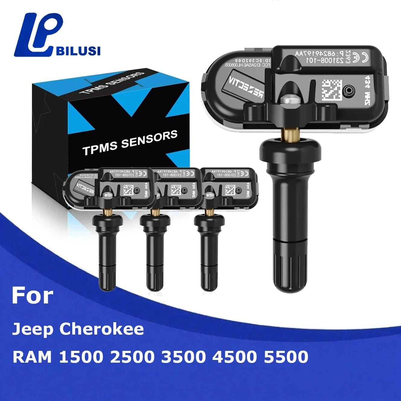 JAPAN BILUSI AUTO PARTS 1 Piece Bilusi 68249197AA 68239720AA 68157568AA 434Mhz Tire Pressure Monitor Sensor 2014-2022 RAM 1500 2500 3500 4500 5500 Jeep Chreokee