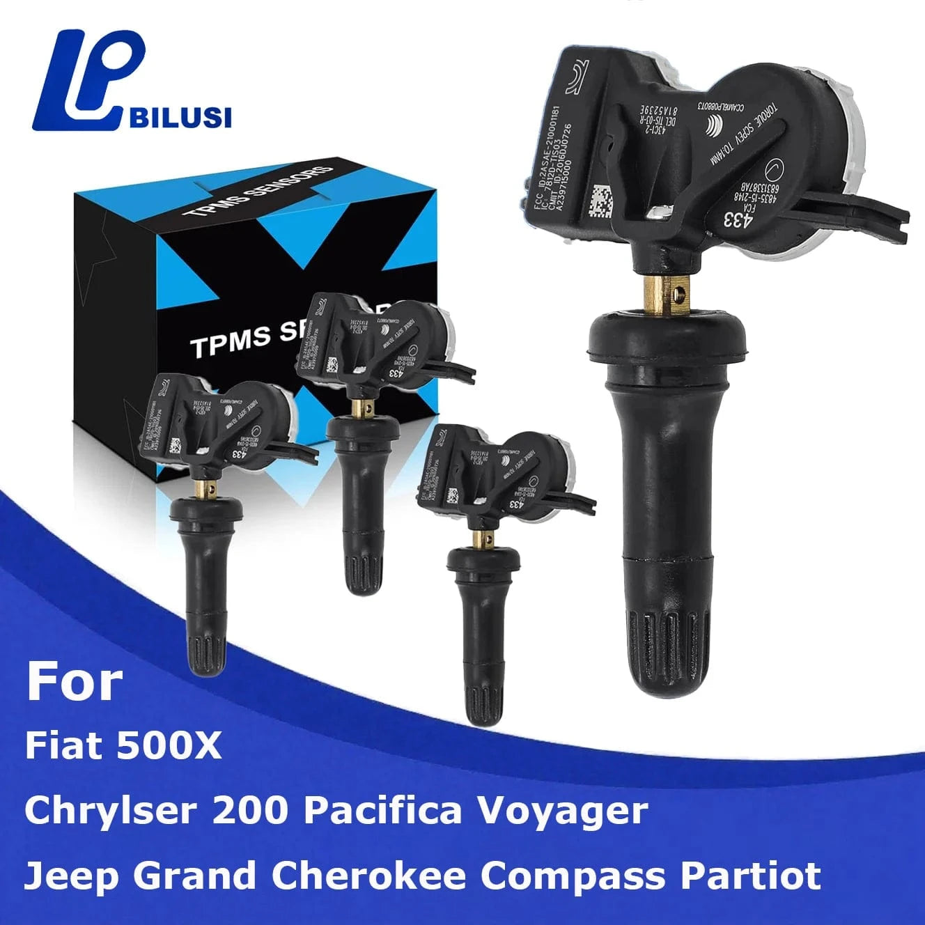 JAPAN BILUSI AUTO PARTS 1 Piece Bilusi 68313387AB 68193586AC 68252493AB 433Mhz TPMS Sensor For Chrysler 200 Jeep Compass Grand Cherokee Dodge Dart Fiat 500