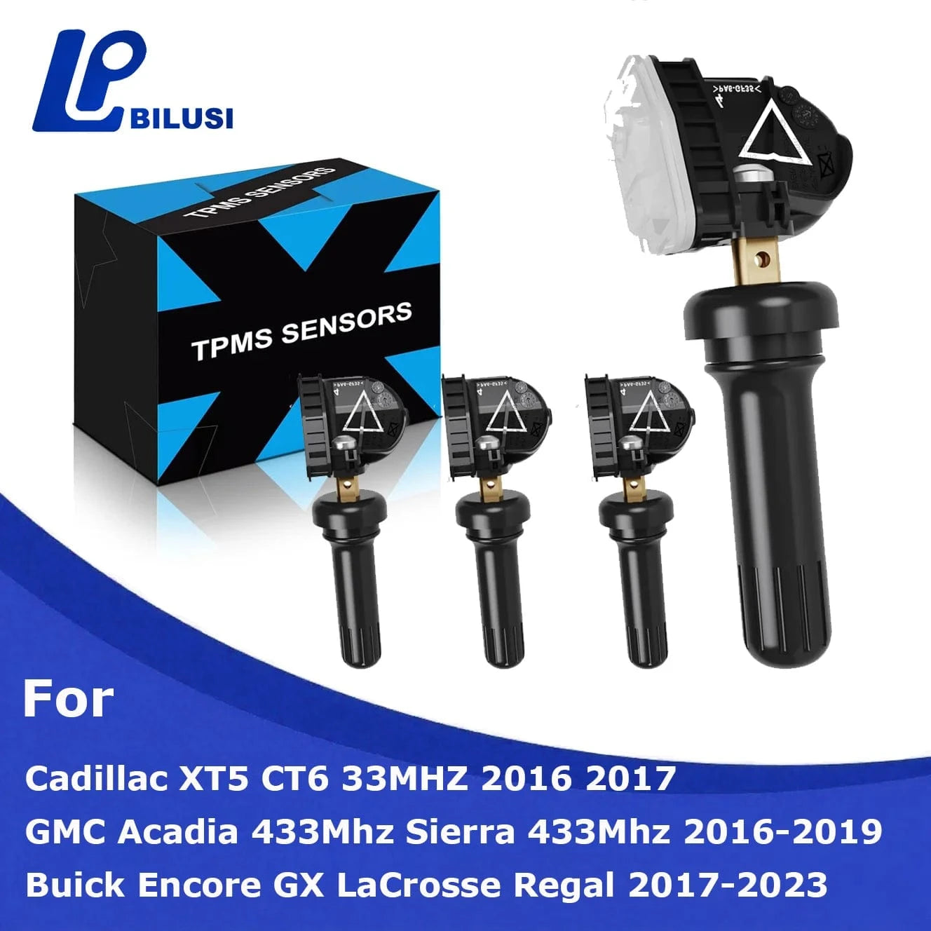 JAPAN BILUSI AUTO PARTS 1 Piece Bilusi Sensor 4pcs 433MHz Tire Pressure Monitor Sensors For Chevy Cadillac Buick GMC OE:13598773 13516165