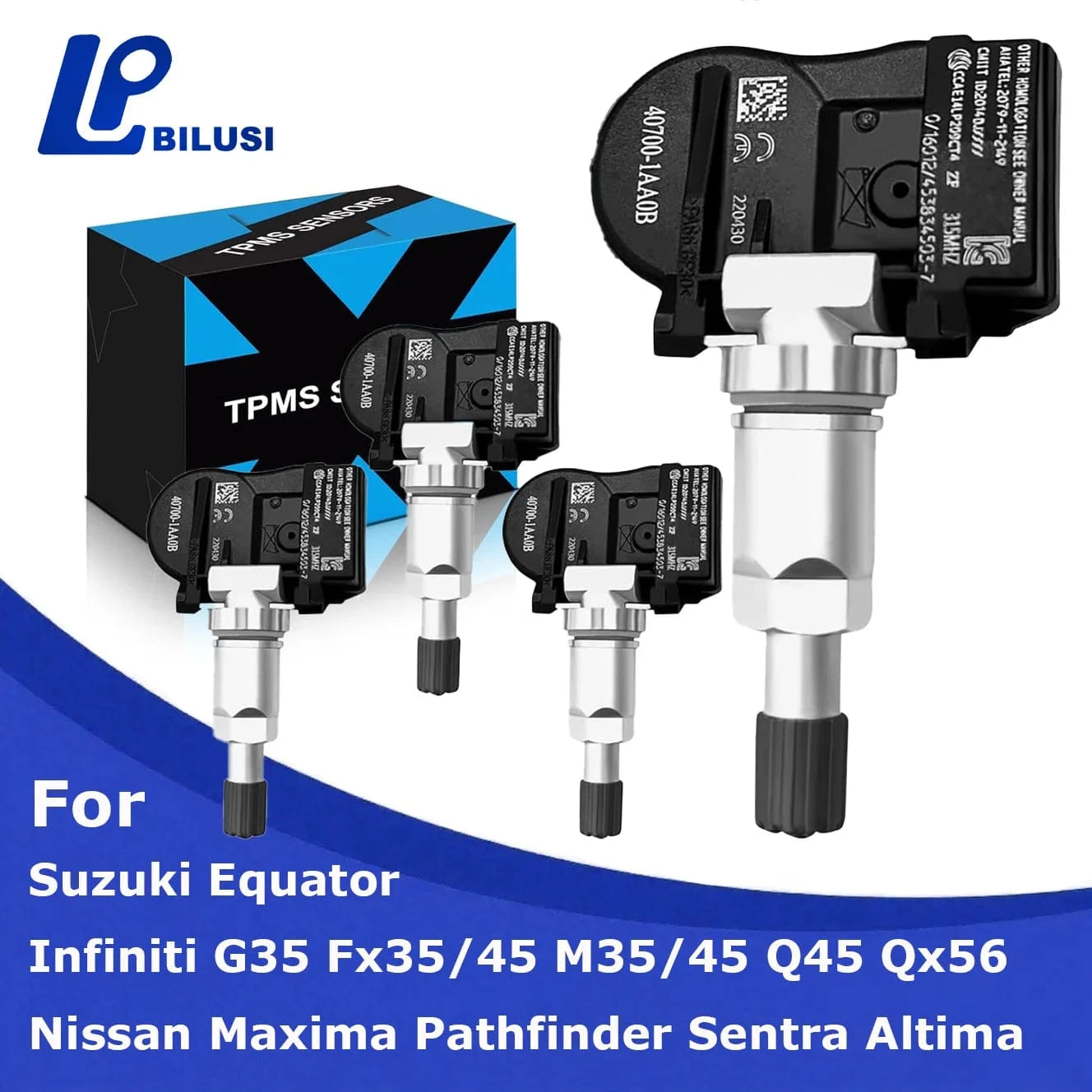 JAPAN BILUSI AUTO PARTS 4 pcs(1set) Bilusi 40700-1AA0B Tire Pressure TPMS Sensor for Nissan Maxima Pathfinder Sentra Altima Rogue Infiniti G35 Suzuki 315MHz