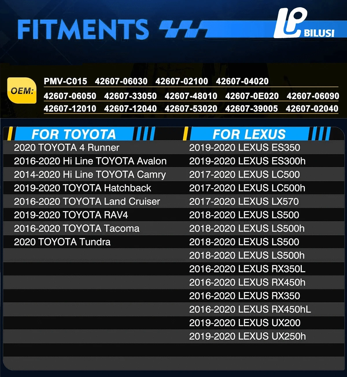 JAPAN BILUSI AUTO PARTS Bilusi Tire Pressure Sensor For Toyota 4Runner Avalon Camry Tacoma Tundra Lexus ES/LS 2016-2020 315MHz Snap-in 4260706030