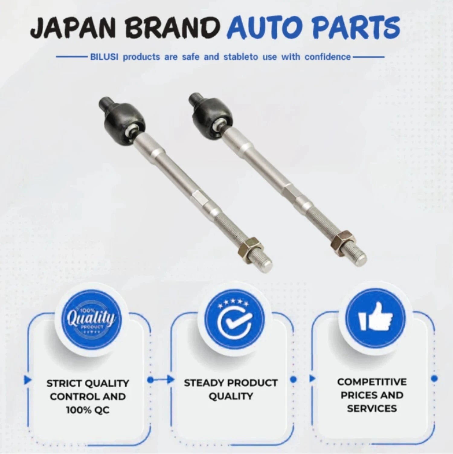 JAPAN BILUSI AUTO PARTS TOYOTA RACK END Bilusi High-Quality Inner Left And Right Ball Joint Tie Rod End for The 1992 for NISSAN Bluebird U13, OE: 48521-2B025.